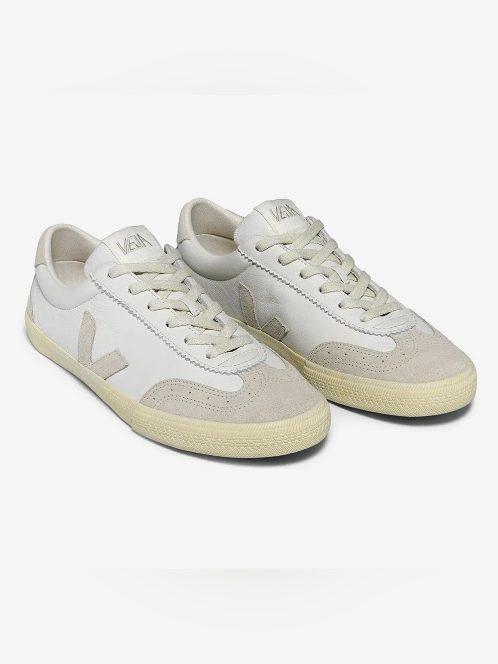 Veja White Volley Leather Low-Top Sneakers, Sz 10 - Picture 2 of 15